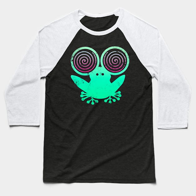 Hypnotic Abstract Frog - Green Baseball T-Shirt by Scailaret